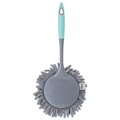 Imagen de Vigar Plumero Redondo 18 x 5 36 cm Colección Rengo Con Cerdas Acolchadas de Microfibra Cepillo Atrapapolvo Multiusos Gris y Azul Claro