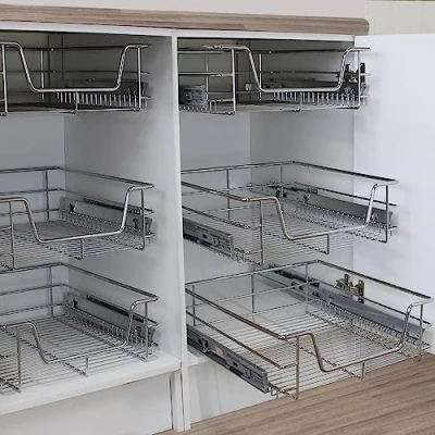 Imagen de KuKoo 6 Cestos Metálicos Extraíbles de Cocina para Muebles Armarios 50cm Ancho Cajón Telescópico Cierre Suave Cestas Almacenaje Almacenamiento Organizadores Capacidad 15 20kg por Cesta