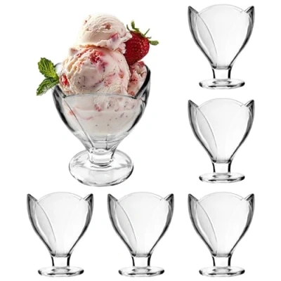 Imagen de KADAX cuencos de postre con pie, copas helado, transparentes, vasos para helados, aperitivos y postres frutas (6 unidades)