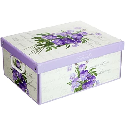 Imagen de Lavatelli Kanguru 661 VI Caja de almacenamiento en cartòn, VIOLETAS con tapa perfumada, facil montaje, resistente, 32x42x17.5 cm, Media