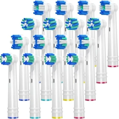 Imagen de REDTRON cabezales de cepillo repuesto compatibles con Oral B, Pack familiar 16 para cepillos dientes Funciona Precision, Whitening y Floss Blanco