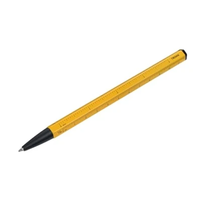 Imagen de Bolígrafo multitarea con recambio D1 negro CONSTRUCTION BASIC regla en centímetros/pulgadas, escala 1:20/1:50 fácil cambio de aluminio, metal amarillo, TROIKA original