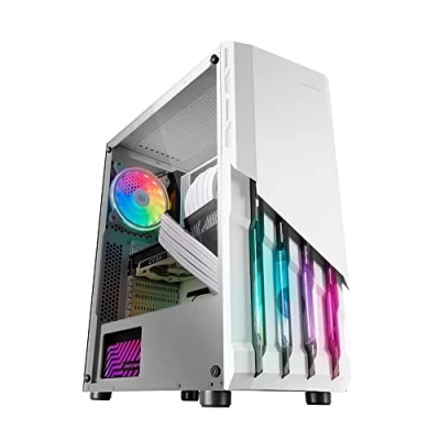 Imagen de CAJA ATX SEMITORRE MARS GAMING MC X2 WHITE FRONTAL EN ACERO VENTILADORES FRGB SIN FUENTE DE ALIMENTACION