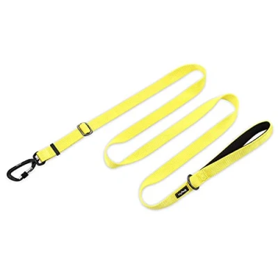 Imagen de Correa de Longitud Ajustable con Nylon Duradero y manija Forrada Neopreno súper Suave para Perros Uso Diario Caminar Entrenamiento Profesional (Ajustable Grande L, Amarillo Iluminado)