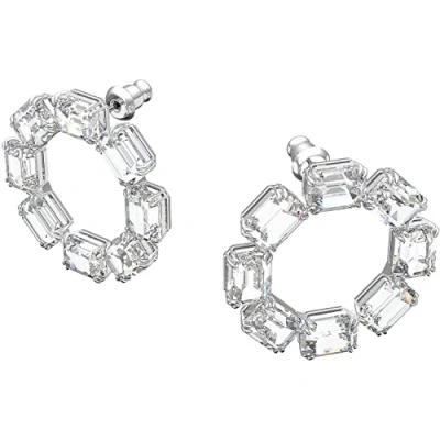 Imagen de Swarovski Pendientes Millenia para Mujer, Aros con Baño de Rodio, Cristales Blancos, Colección
