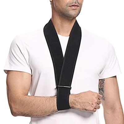 Imagen de supregear Cabestrillo para Brazo, Inmovilizador Cuello de Soporte Ajustable Ligero Brazo Simple Hombro Transpirable Hombres Mujeres (Negro)