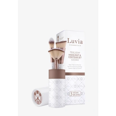 Imagen de Set de Pinceles maquillaje Luvia, Highlight &amp; Contour Set, para el rostro, 3 cosméticos veganos, difuminar, perfilar y contornear
