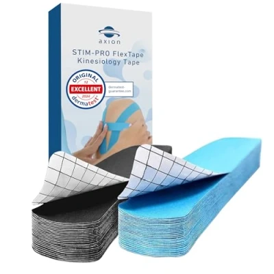 Imagen de Set de 50 cintas kinesiológicas precortadas adhesivas y elásticas axion Vendas kinesiotapes 5x25 cm color negro azul Vendaje deportivo, soporte neuromuscular fisioterapia
