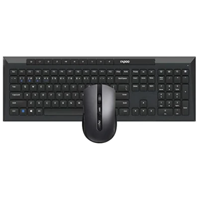 Imagen de Pack Teclado + Ratón Rapoo 8210M, QWERTY, 1600 dpi, Bluetooth, Wireless, Plug &amp; Play, Tecnología Óptica, Negro