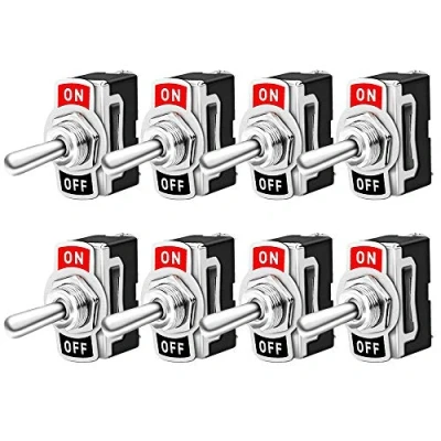 Imagen de FULARR 8Pcs Profesional Coche Interruptor Palanca, ON OFF 2 Posiciones Pines SPST Metal Auto Conmutador Basculante, para Camión Barco 10A 125VAC / 6A 250VAC