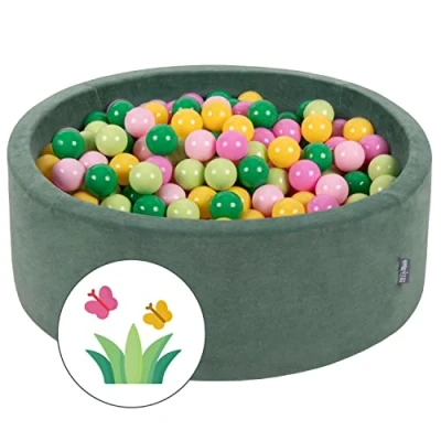 Imagen de KiddyMoon Piscina De Bolas 90X30cm/200 7Cm para Niños Hecha En La UE, Primavera: Verde Claro/Verde/Amarillo/Rosa Claro/Rosa