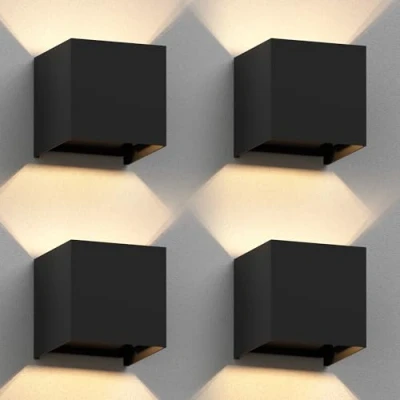 Imagen de ledscom.de 4 pzas. aplique CUBEL para exterior, IP65, up/downlight, negro mate, angular, 1x G9 max. 10W