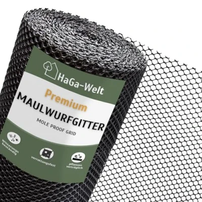 Imagen de HaGa® Rejilla para topos de 1 m ancho Protección definitiva tu jardín Robusto y resistente a la intemperie ahuyentador no más molehhill