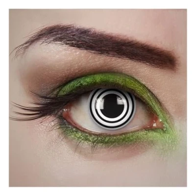 Imagen de lentes de contacto coloreadas Black Turning Aricona que cubren las años para los ojos oscuros y claros, sin receta, la color el carnaval, temático noche disfraces Halloween