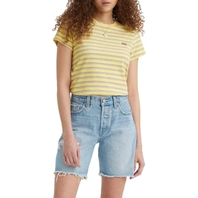 Imagen de Levi&#039;s Perfect Tee, T Shirt para Mujer, Cool Stripe Powdered Yellow, XS
