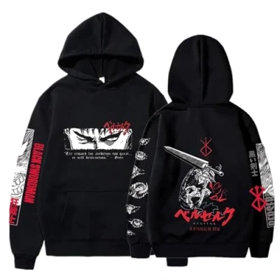 Imagen de acsewater Unisex Berserk Sudadera con Capucha Guts El Espadachín Negro Harajuku Casual Jumper