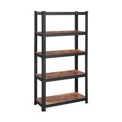 Imagen de SONGMICS Juego de 2, Estantería 5 Niveles, 30 x 75 150 cm, Carga 650 kg, Estantes Ajustables, Estilo Natural, para Cocina, Salón, Marrón Rústico y Negro GLR030B02