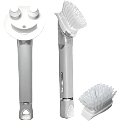 Imagen de Mango de Esponja Sonriente Original para dispensador jabón Scrub Daddy y Smilyeez Dishwand (Combo Blanco Blanco/Gris)