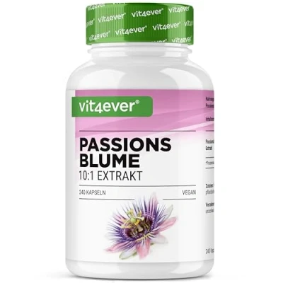 Imagen de extracto de Pasiflora 240 Cápsulas Premium: 1100 mg 10:1 (equivalente a 11000 pasiflora) por porción diaria Dosis extra alta Sin aditivos no deseados Vegano