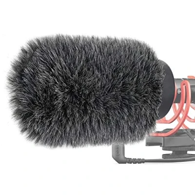 Imagen de NTG Protector de viento para micrófono peludo, parabrisas/Windshield Rode VideoMic y micrófonos con longitud máxima ranura 100 mm diámetro 18 24 por YOUSHARES (Shag, gris)