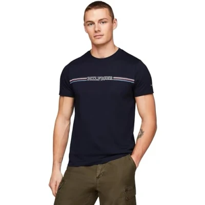 Imagen de Tommy Hilfiger Stripe Chest TEE Camiseta estampada, Hombre, Talla: Small, Desert sky