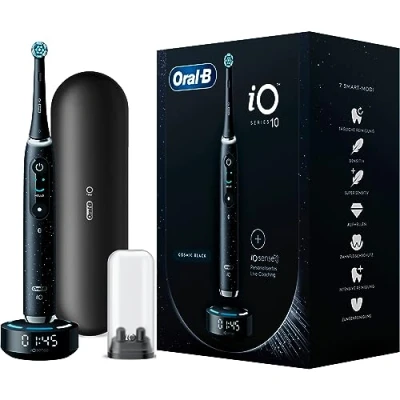 Imagen de Oral B iO 10 Cepillo de dientes eléctrico con iOS ense, tecnología magnética, 7 modos limpieza para el cuidado dental, análisis 3D, pantalla a color y estuche viaje carga, diseño marrón, negro