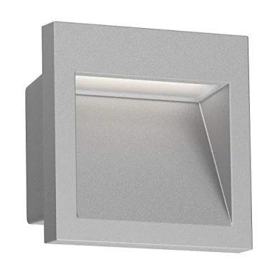 Imagen de ledscom.de Aplique empotrable LED NOLA, downlight para exteriores, IP54, gris mate, 90 x 90mm, blanco cálido, balcón, entrada de coches, carport, luz escalera, lámpara pared