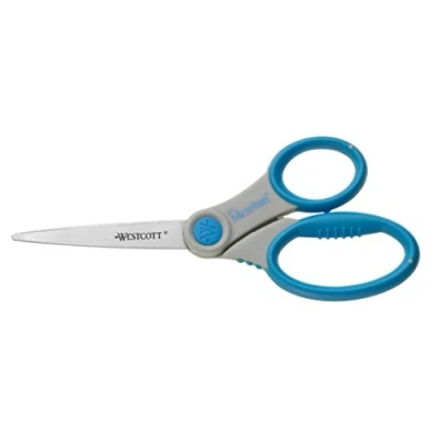 Imagen de Westcott Tijeras (17,7 cm, mango ergonómico, protección antibacterias), color azul y gris