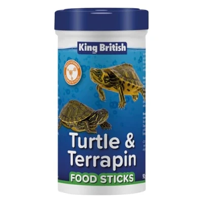 Imagen de King British Sticks para Tortugas 90g: Alimento Completo Flota lo Que fomenta el Comportamiento de alimentación Natural. Rico en proteínas, Ayuda al Desarrollo del caparazón