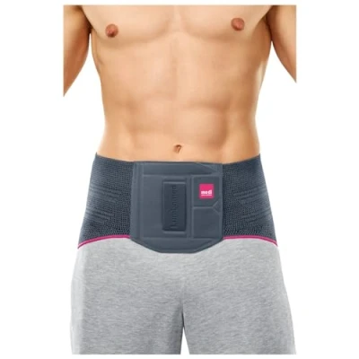 Imagen de medi Lumbamed Plus Faja lumbar para hombre ortesis de soporte estabilización con pelotte Vario Flex color: plata tamaño: III regulador la humedad y transpirable