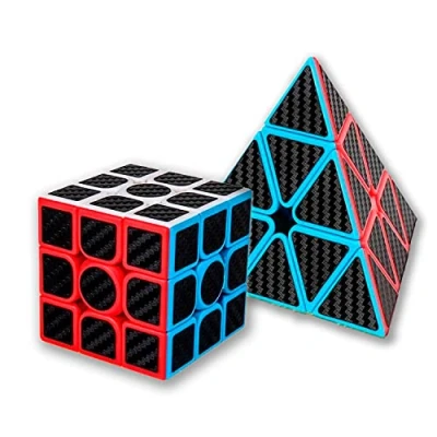 Imagen de MAGIC SELECT Cubo Mágico Clásico 3x3 y Pirámide Meilong Moyu Cubing Classroom Fibra de Carbono, sticker antideslizante con giro más rápido, fácil suave, Principiantes Profesionales