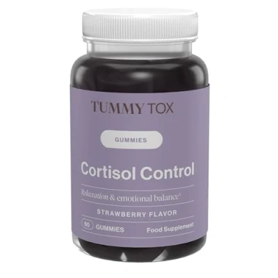 Imagen de Cortisol Ashwagandha 250 mg, GABA, Rhodiola Rosea, Vitamina B6, B12 Antiestres y Relajación 60 Gominolas Veganas Sin Gluten, Tummy Tox