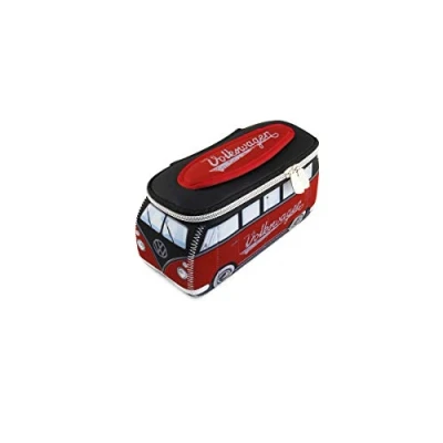 Imagen de BRISA VW Collection Volkswagen Bolsa de Maquillaje cosmético sartículos tocador Neopreno T1 Camper Bus (Rojo y Negro/Pequeña)