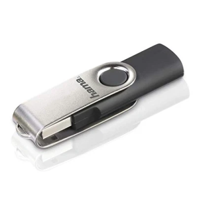 Imagen de Hama Rotate Memoria Flash (128 GB, USB 2.0), Color Negro y Plateado