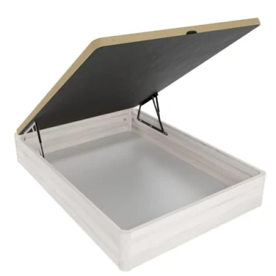 Imagen de Homey Canapé Abatible Súper Reforzado Gran Capacidad con Tapa Transpirable, Esquinas Redondeadas, Madera, Polar, 135 x 190