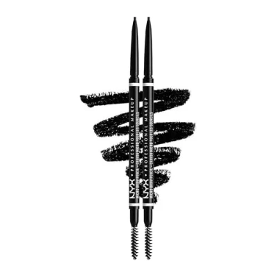 Imagen de NYX Professional Makeup lápiz de cejas perfectas Micro Brow Pencil, Dos lados: cepillo espiral y automático, Fórmula vegana, Tono: Black, 2 und