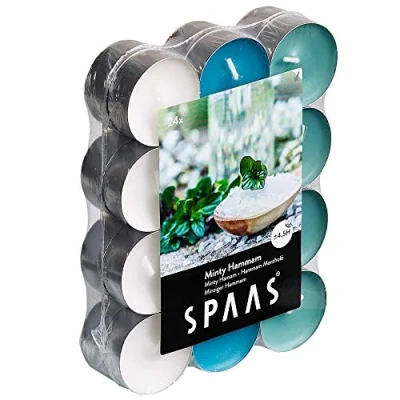 Imagen de Spaas 0338333.999 24 Velas aromáticas de Colores Surtidos, ± 4,5 Horas Minty Hammam, Cera parafina, Aluminio Taza, Verde Esmeralda, D 39 mm x H 16