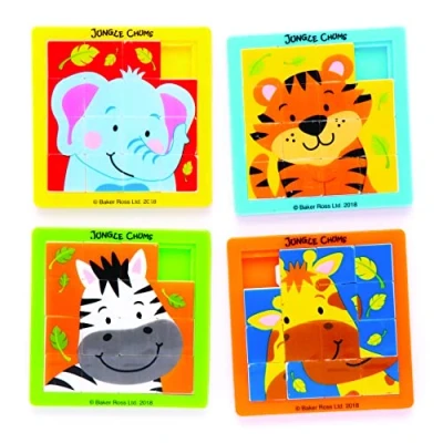 Imagen de Baker Ross Puzles deslizantes con animales de la selva (Pack 5) para bolsas sorpresa o como idea regalo infantil