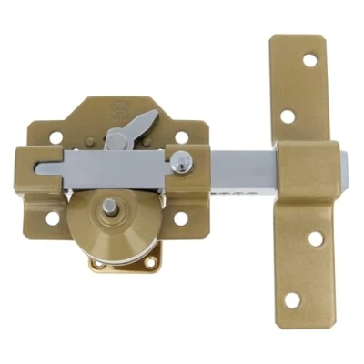 Imagen de Amig Cerrojo de Sobreponer Mod.2 para Puertas, Con Botón Apertura, Pestillo Seguridad y Palanca Bloqueo, Acero, Color Plateado, Incluye 5 llaves punto, 88 x 153 mm