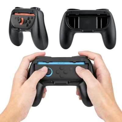 Imagen de Tolesum Juego De 2 Grips Para Switch Joy Con, Empuñaduras Ergonómicas Negras Con Gatillos Izquierdo Y Derecho, Protección Comodidad El Mando