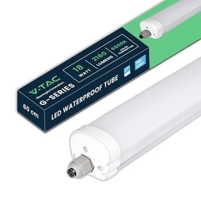 Imagen de V TAC Pantalla LED Estanca 60 CM 18W Chip Samsung Lámpara Luminaria Rectangular 2160 Lumen IP65 para Pared, Garaje, Tienda Tubo Plafón Lineal Luz Blanco Frío 6500K