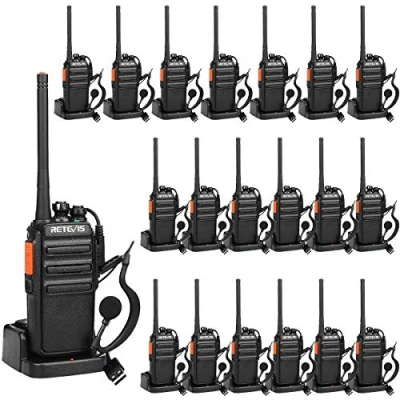 Imagen de Retevis RT24 Walkie Talkie Recargable PMR446 sin Licencia 16 Canales CTCSS DCS Walkies Profesionales Largo Alcance con USB Base de Carga y Auriculares (20 Unidades, Negro)