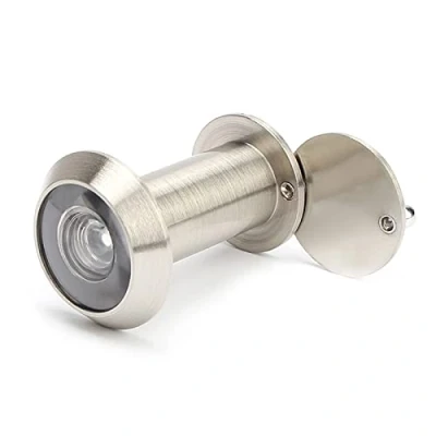 Imagen de Mirilla para Puerta, Gran Angular, Ojo de Mirilla, Cuerpo LatóN Macizo y Lente Cristal HD, áNgulo VisióN 200 Grados, Orificio PerforacióN 16 Mm DiáMetro(Plata Cepillada)