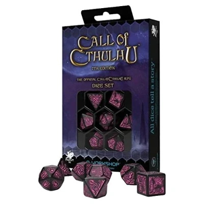 Imagen de Q Workshop CTR3P Call of Cthulhu 7th Edition Dice Set Black &amp; Magenta (7)