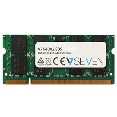 Imagen de V7 V764002GBS 2GB DDR2 PC2 6400 800Mhz SO DIMM Notebook módulo de memoria V764002GBS, verde