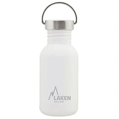Imagen de Laken Botella de Agua Acero Inoxidable (0,50L Blanco) con Tapón Vintage Reutilizable y Sostenible para Niños Adultos: Ideal Deporte, Escuela, Café