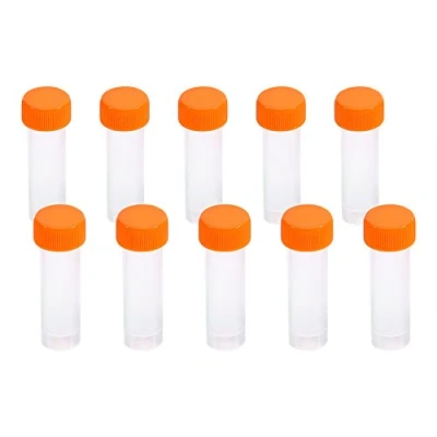 Imagen de Walfront Tubos de Ensayo Plástico 10 Piezas 5 Ml con Tapa, Marcas Graduadas y Tapón Rosca para Laboratorio