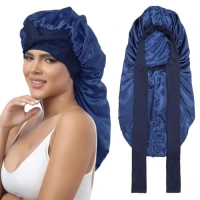 Imagen de Coubeau gorro largo de seda satinada para dormir mujer pelo la noche y rizado