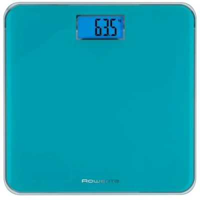 Imagen de Báscula de baño Rowenta Classic BS1503, 160 kg, Vidrio, Pantalla iluminada, Apagado automático, Turquesa