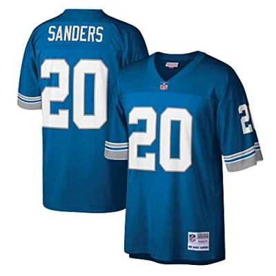 Imagen de M&amp;N NFL Legacy Camiseta de Detroit Lions Barry Sanders, Leones Azul, Extra Large Unisex Adulto